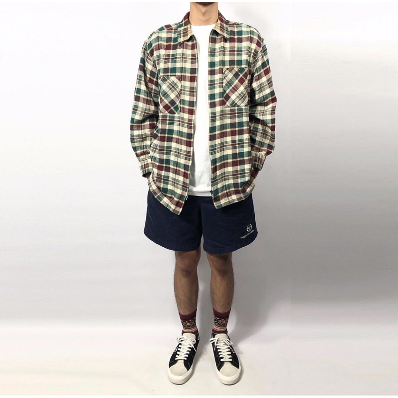 Kemeja Flanel Tebal Zipper Jack Motif Veterano