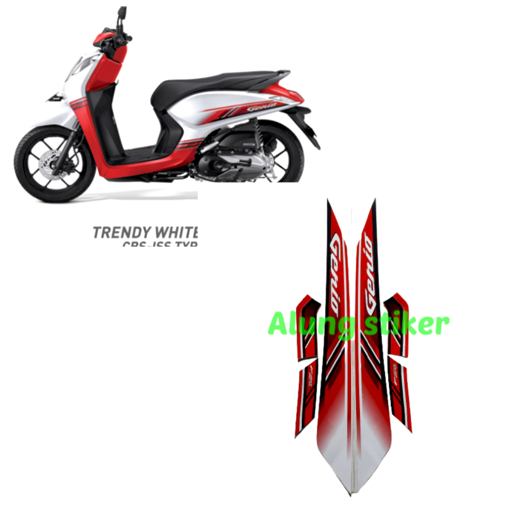 STIKER STRIPING MOTOR GENIO 110 2019 ISS PUTIH-MERAH