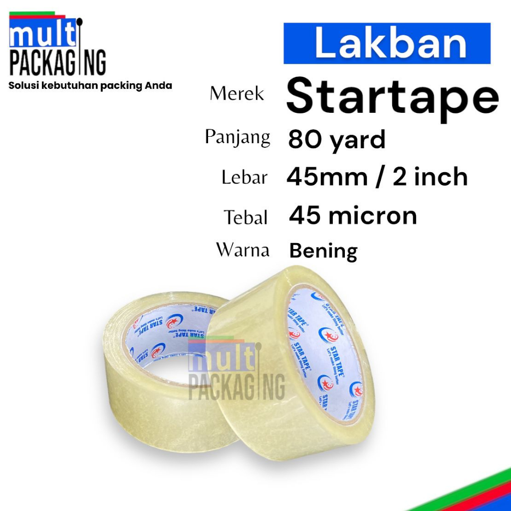 

Lakban Star Tape uk. 45mm x 80 yard x 45 micron | Lakban 2 Inch