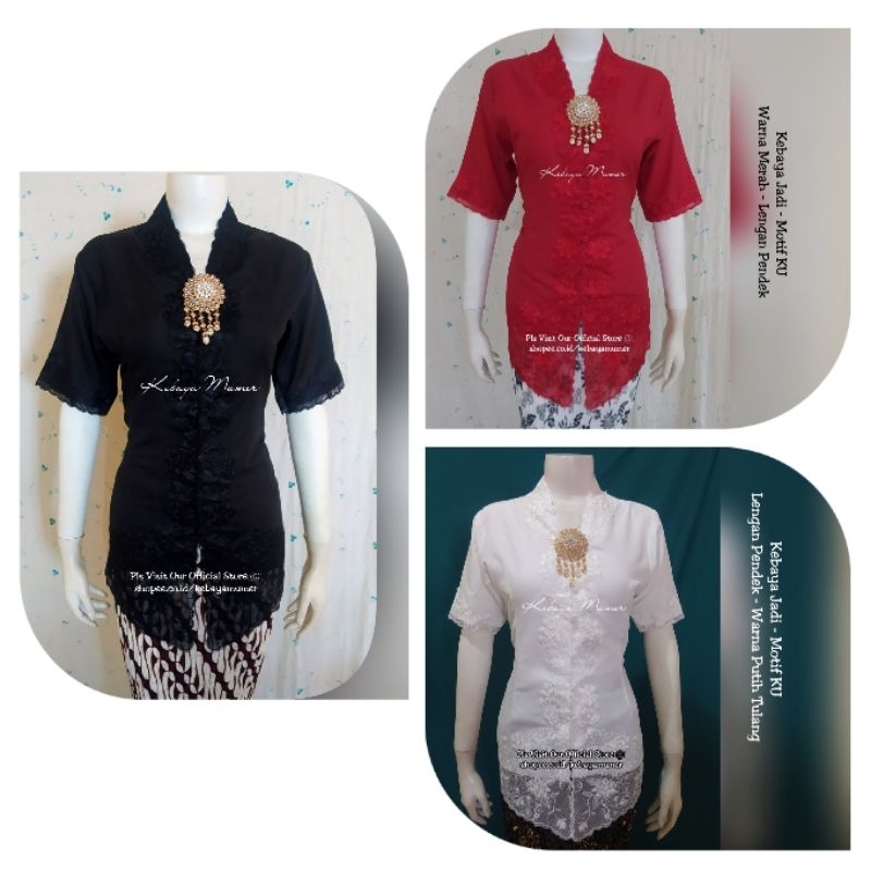 Kebaya Bordir. Kebaya Encim. Kebaya Jadi. Kebaya Putih. Kebaya Merah. Kebaya Nyonya. Kebaya Pendek. 