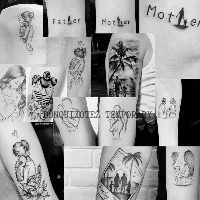 PREMIUM TATO TEMPORER FAMILY Sticker Minimalis Aesthetic Waterproof Motif Ayah & Anak Ibu & Anak Kel