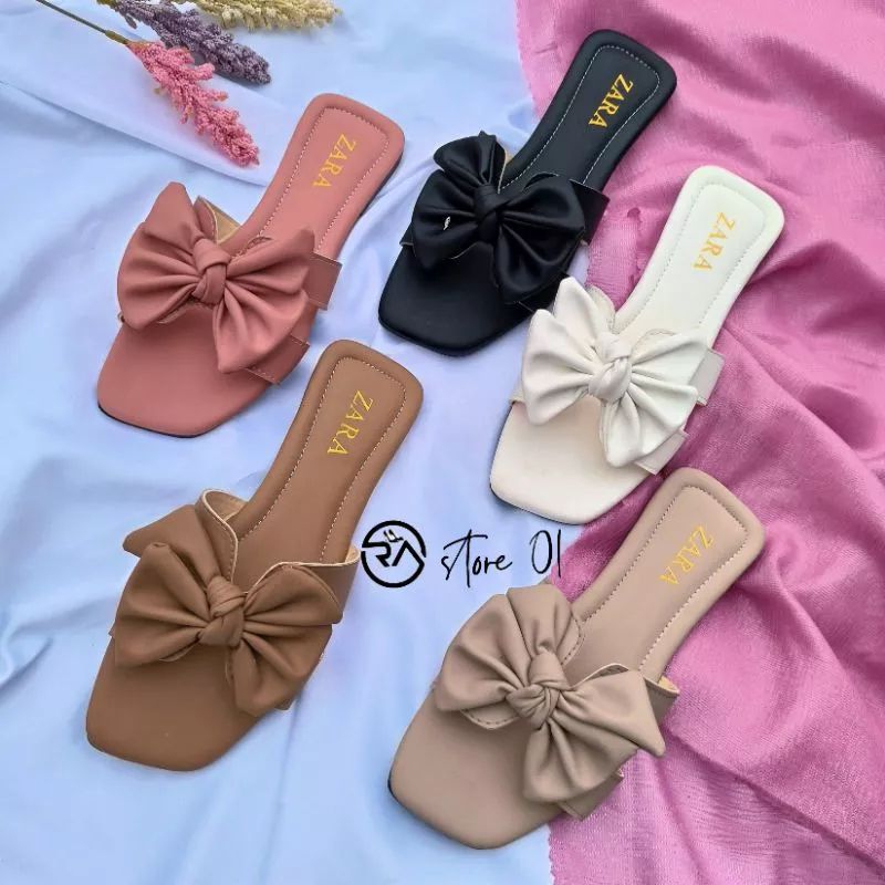 Slippers Zara Sandal Wanita Sandal Wanita Flat/Teplek Model Pita | OJ 02