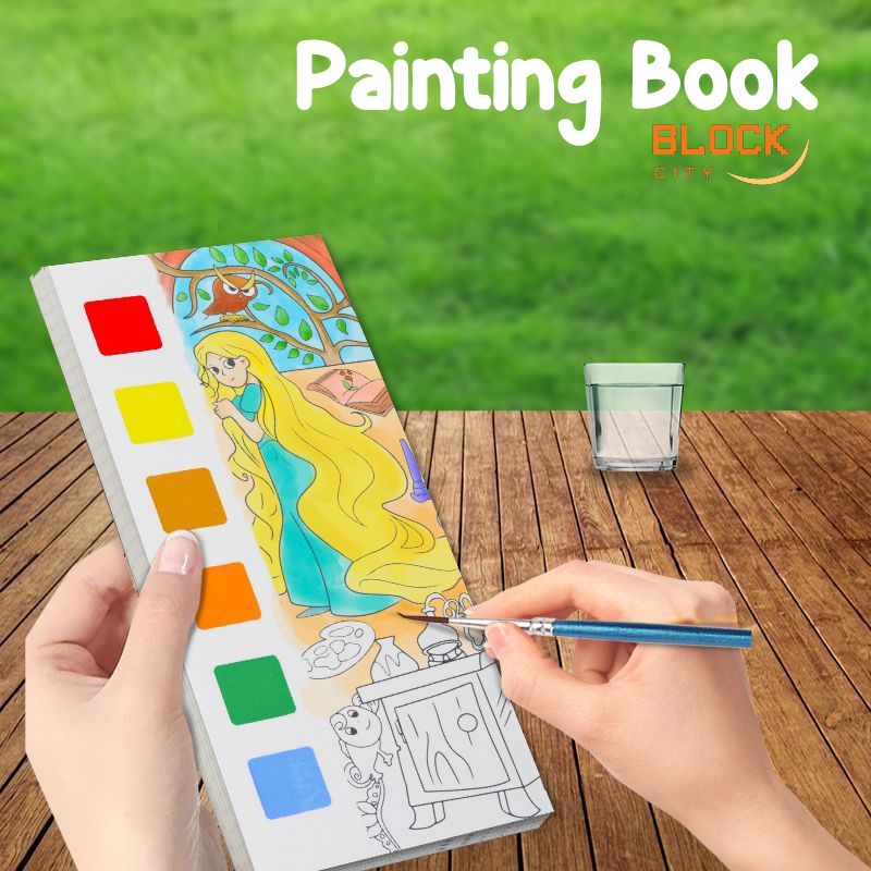 BLOCK CITY PAINTING KIT MEWARNAI/ WATERCOLOR PAINT SET WARNA/ BUKU LEMBAR MEWARNAI/PAINTING KIT/MIDE