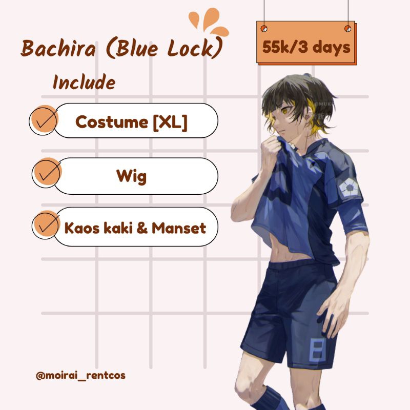 RENTAL COSTUME COSPLAY BACHIRA MEGURU BLUE LOCK