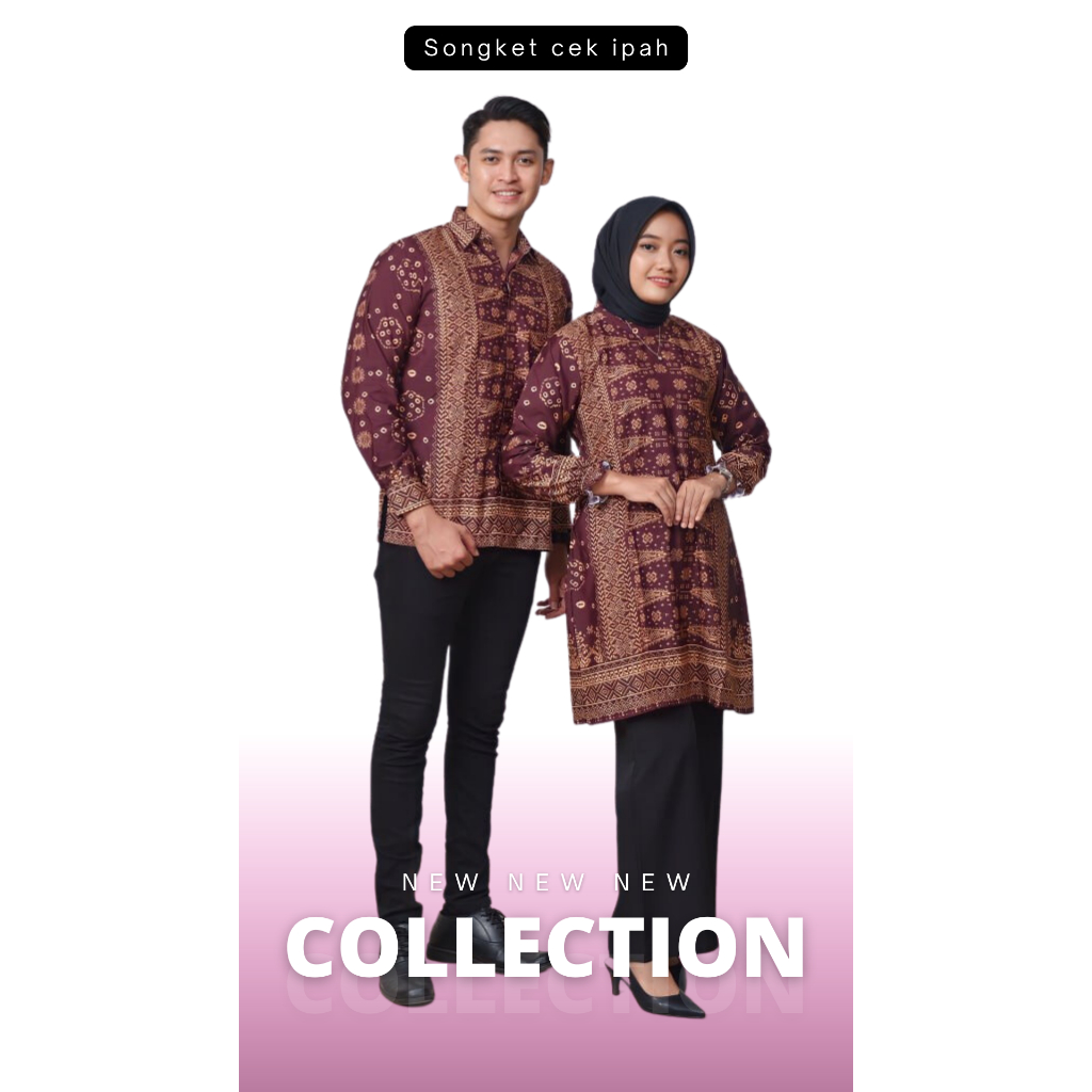 Baju Couple Muslim Batik Pasangan Atasan Motif Jumputan Songket Cek Ipah Palembang