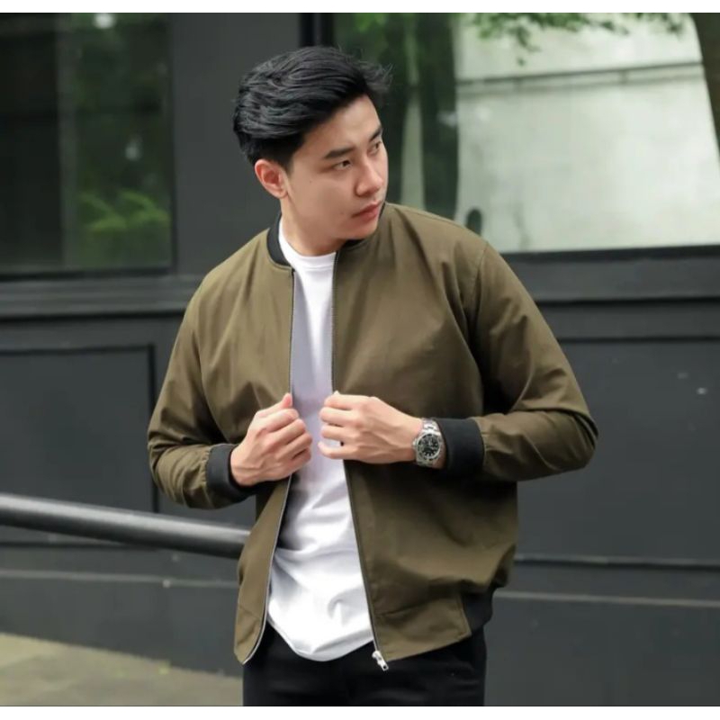 Jaket Bomber Pria Jaket Casual Pria Jaket Style Pria Big Size Warna hijau Army