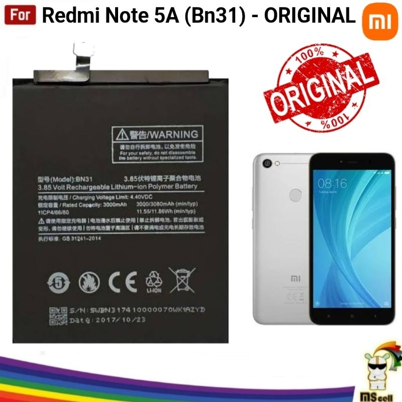 Baterai Xiaomi Redmi Note 5A BN31 Original | Baterai Batrai Battery Asli Bn 31 Batre Xiao Mi Note 5A