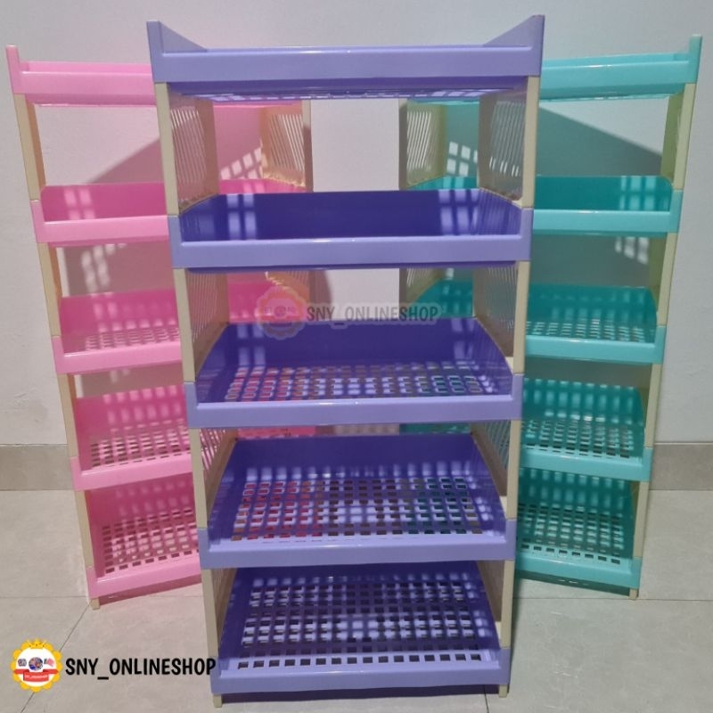 Rak 5 Susun Besar Serbaguna / Rak Susun Plastik Durio Large Lemony
