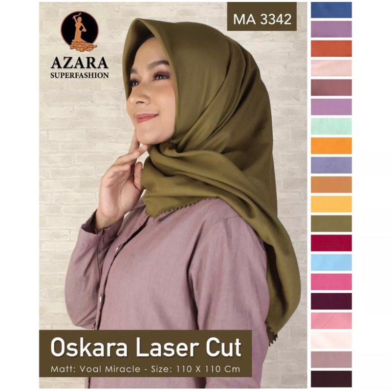 Hijab Voal Segiempat Lasercut Azara Oskara Lasercut | Souvenir Haji | Oleh - oleh Umroh | Kerudung I