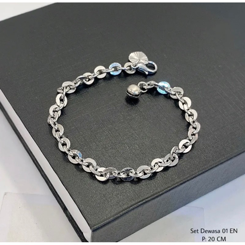 GELANG TANGAN TITANIUM NORI KACA SILVER