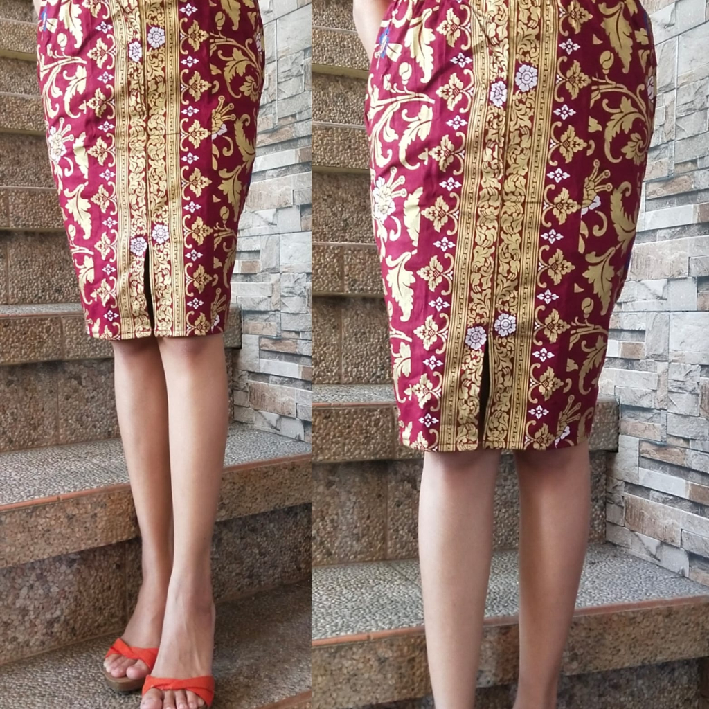 Rok Kerja/Pesta Span Pendek Bahan Katun Adem - Pinggang Full Karet - Naina Batik