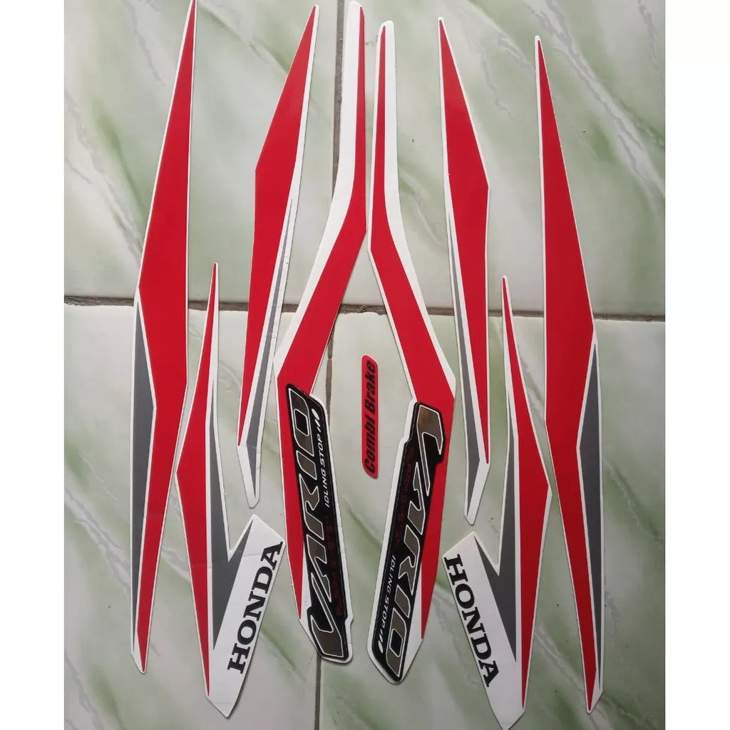 stiker striping honda vario 125 cbs iss 2018 putih merah lis body original