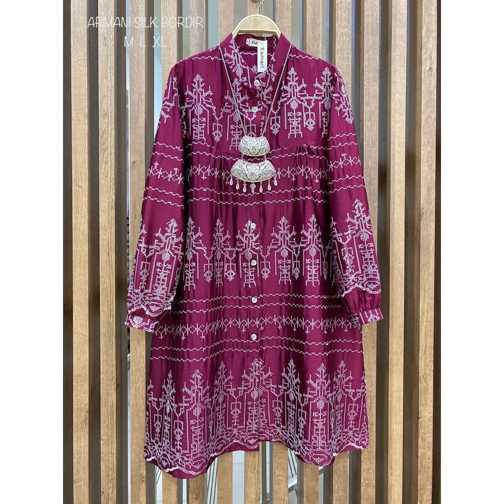 Tunik wanita brand kamari katun armani silk bordir premium