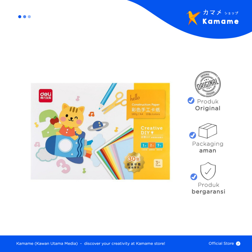 

Deli Handmade Product - Kertas Warna Origami A4 30 Kertas/Kemasan, 10 Warna Kreatif DIY 74804 - Kamame