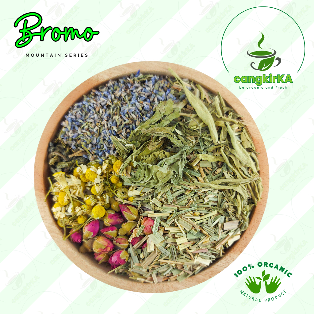 

CangkirKA | Bromo | Teh Bunga / Tisane / Teh Herbal / Teh Celup / Flower Tea Blend Premium Teh Hijau, Chamomile, Rose Buds, Lavender, Sereh / Serai / Lemongrass, Peppermint, Stevia