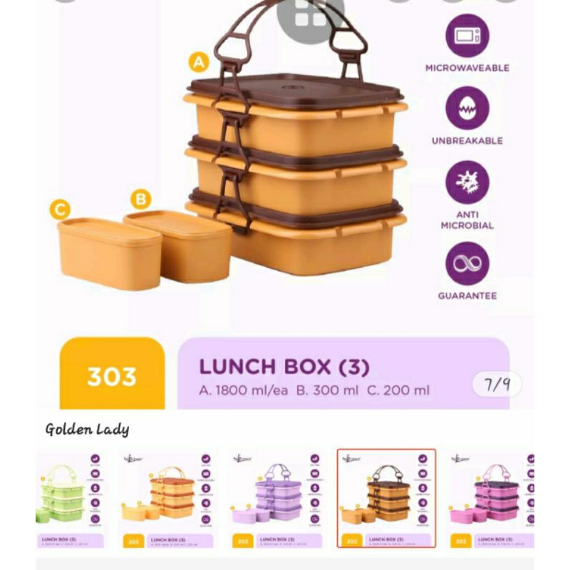 lunch  box warna coklat /rantang kotak panjang tulipware