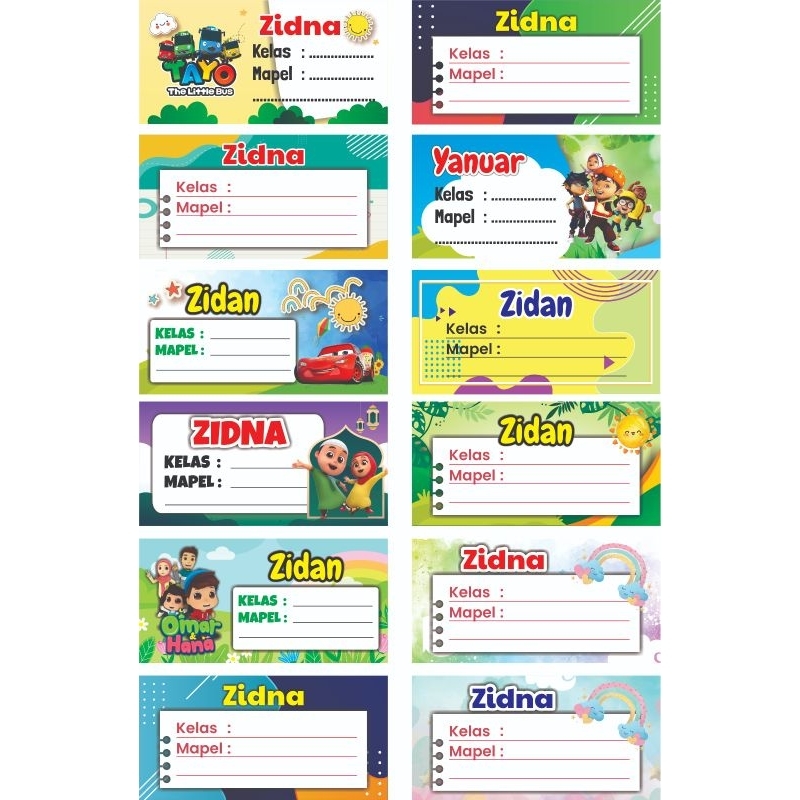 

1pack isi 35pcs Stiker Buku Tulis/Stiker Mapel
