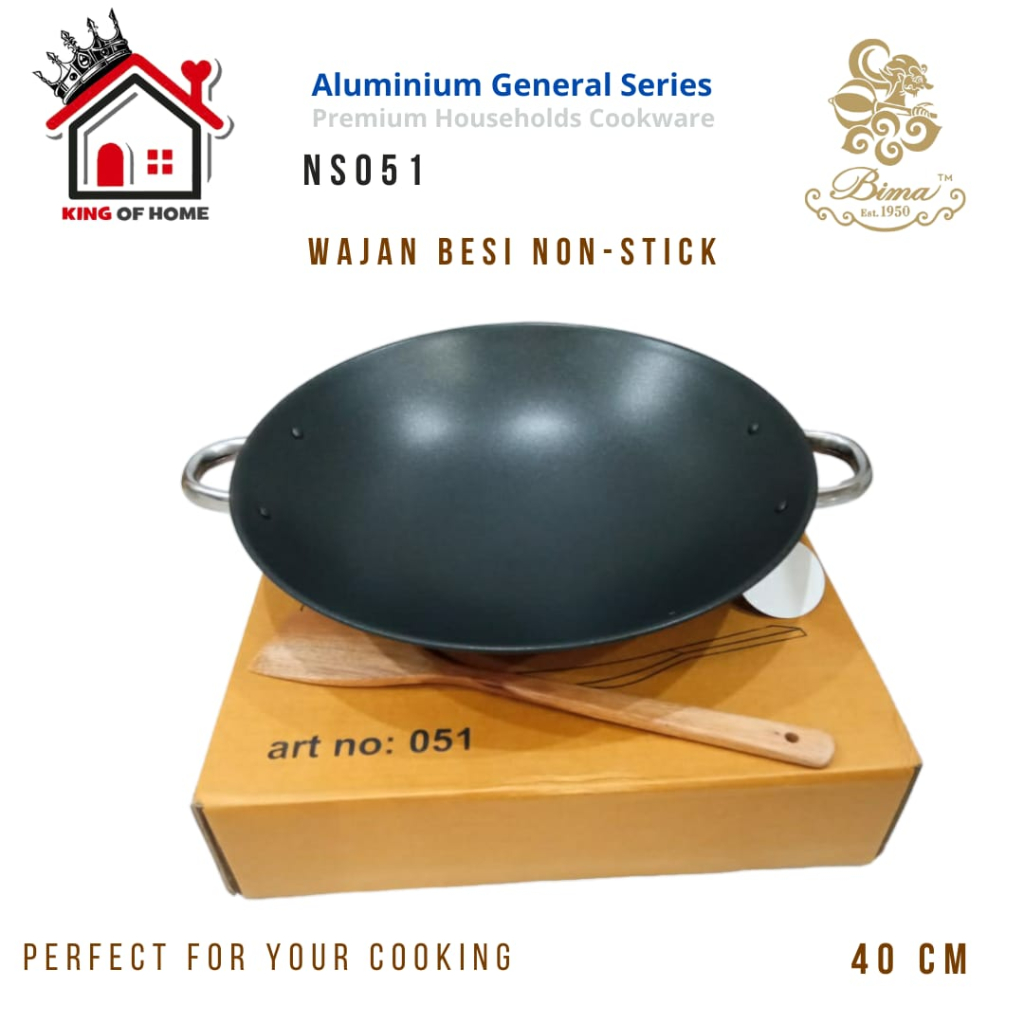 BIMA WAJAN BESI HITAM WOK 40cm  KUALI BIMA ANTI LENGKET NS051