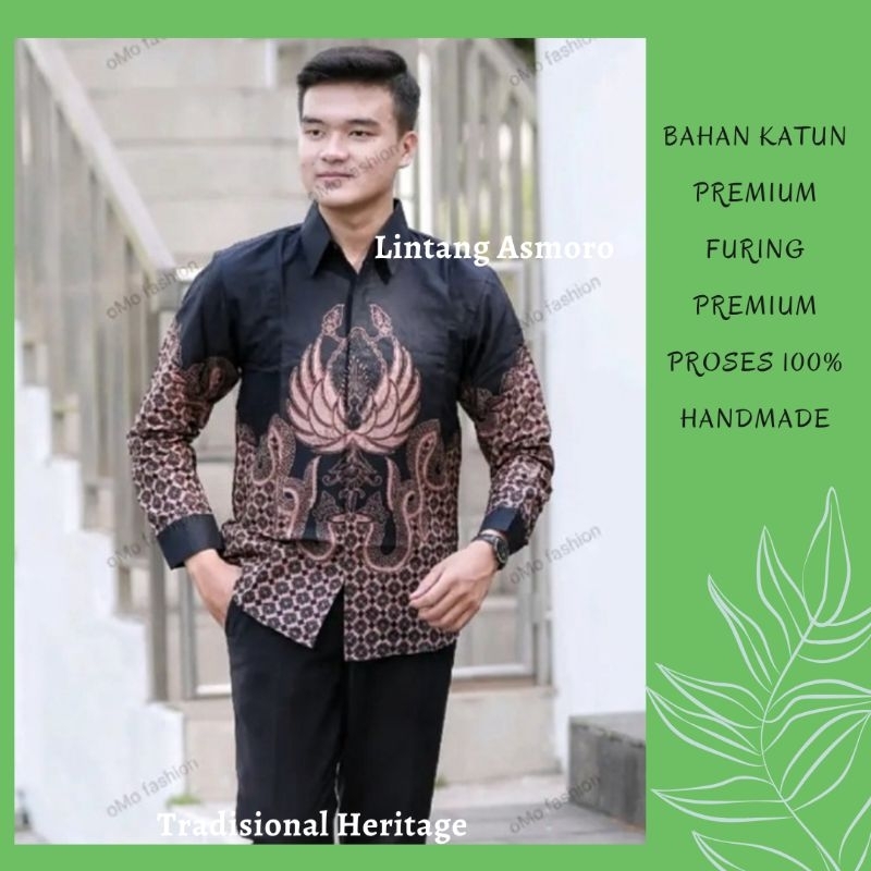 KEMEJA MOTIF WISNU KENCANA ESKLUSIF Kemeja Batik Pria Original Premium Solo Lengan Panjang Pendek Et