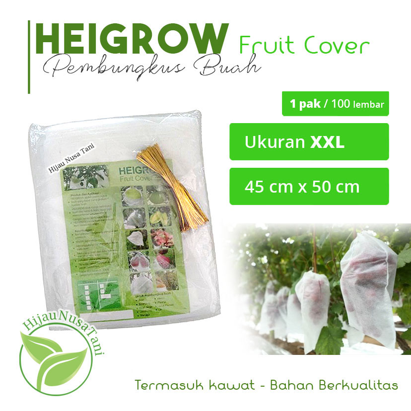 HEIGROW Ukuran XXL 45x50 [ 1 PAK = 100 LEMBAR ] - Heigro Fruit Cover Brosong Kantong Kantung Pembung