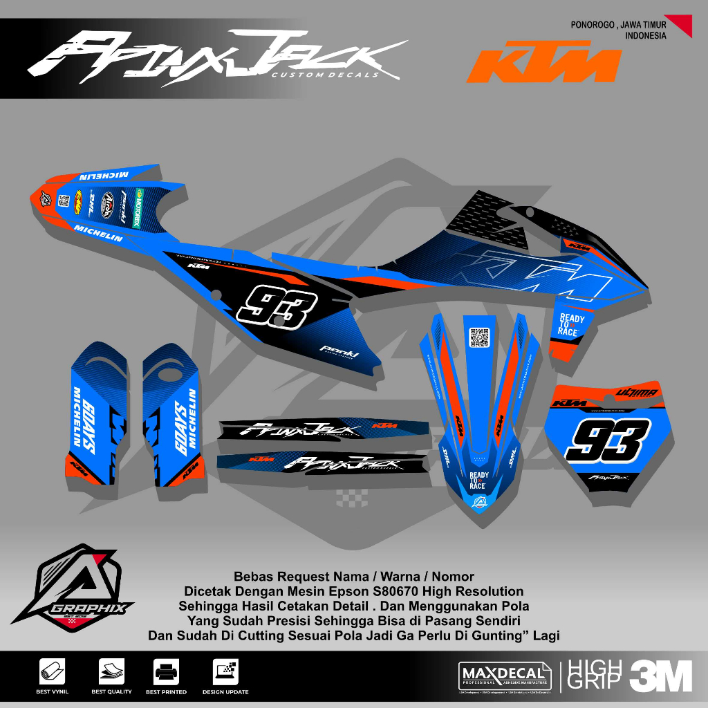 DECAL KTM CUSTOM BIRU HITAM KEREN /DECAL KTM 250