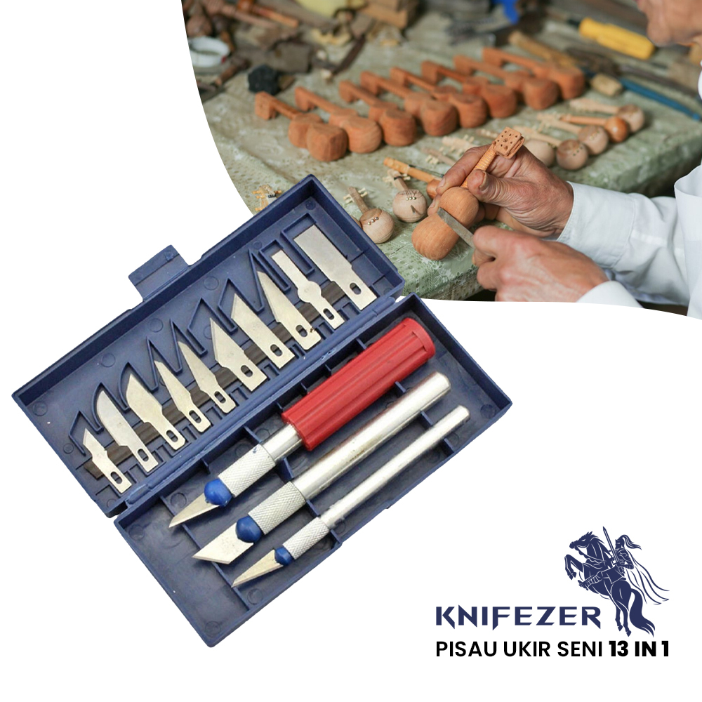 

KNIFEZER Set Ukir Seni 13 in 1 Crafting Art Knife with 3 Handle