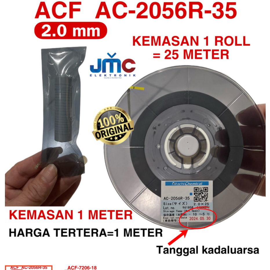 1 ROLL / 25 METER LEM ACF AC-2056R-35 AC-7206-18 2.0 MM/ 1.5 MM PEREKAT IC FLEXIBLE COF KE PCB TCON