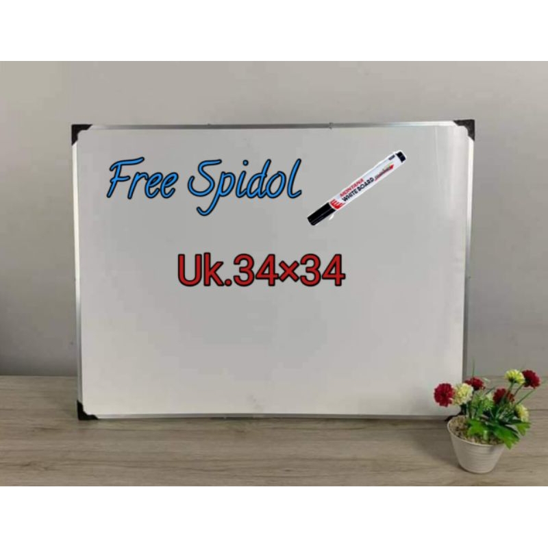 

papan tulis whiteboard uk 34x34 free spidol dangantungan