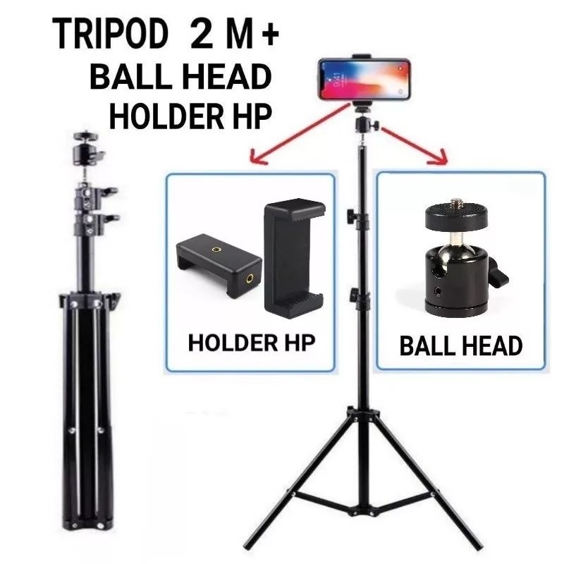 Tripod 2 m Ballhead Ball head + Holder HP Tripod 2 meter