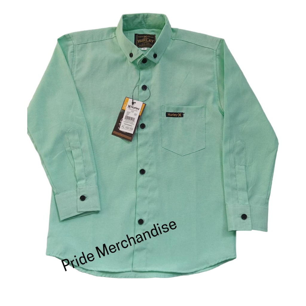 Pridemerch - Kemeja Anak Lengan Panjang Warna Sage Green Kemeja Hijau Mint