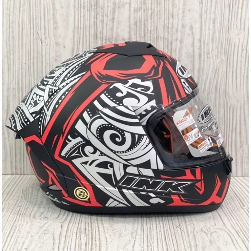 HELM INK CL MAX SERI 8 DOFF/RED DAN BLAK DOFF GOLD