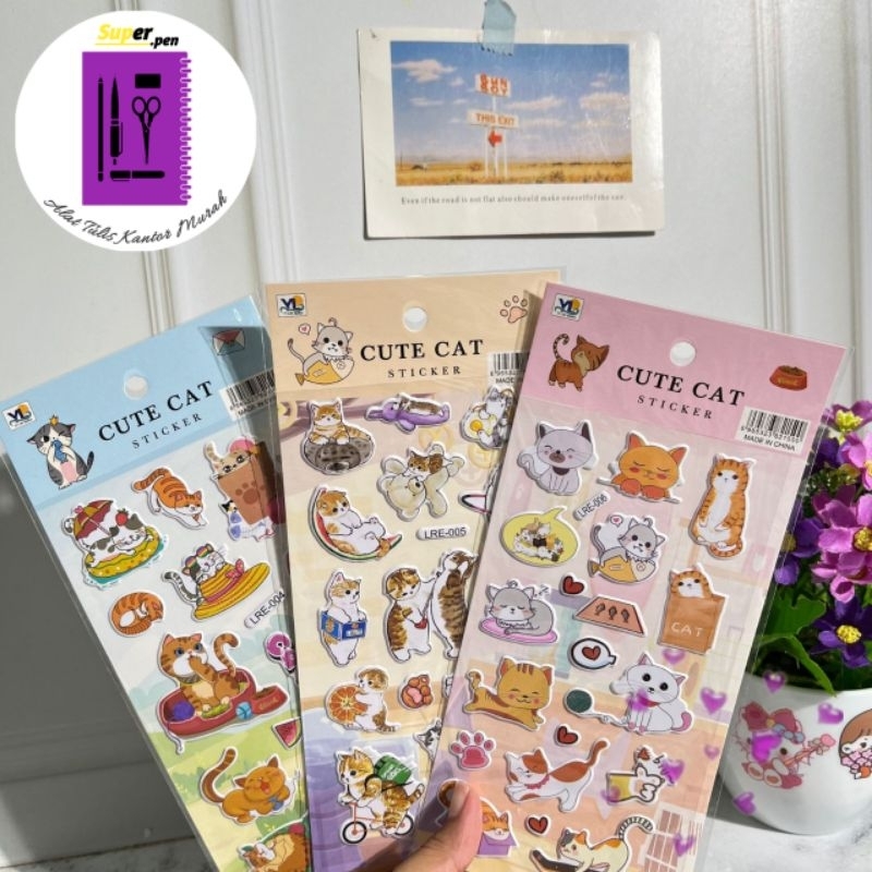 

Stiker Timbul 3D KUCING CAT LRE-00 CAT Sticker Digital artist Random/Stiker Karakter Anak/ Stiker
