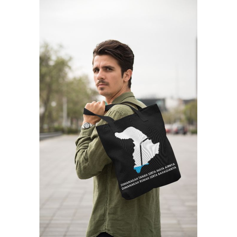 Tas Tote Bag South Island | Logo Peta Karawang