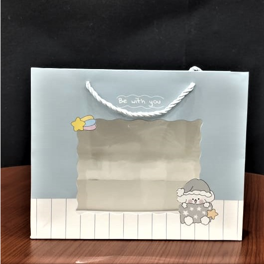 

ANNYEONG HASEYO GIFT SHOP | Paper Gift Bag - Goodie Bag - Tempat Kado Kertas - Tas Kado Kertas | Transparan Dog Santa - Be With You | Soft Blue Biru Muda