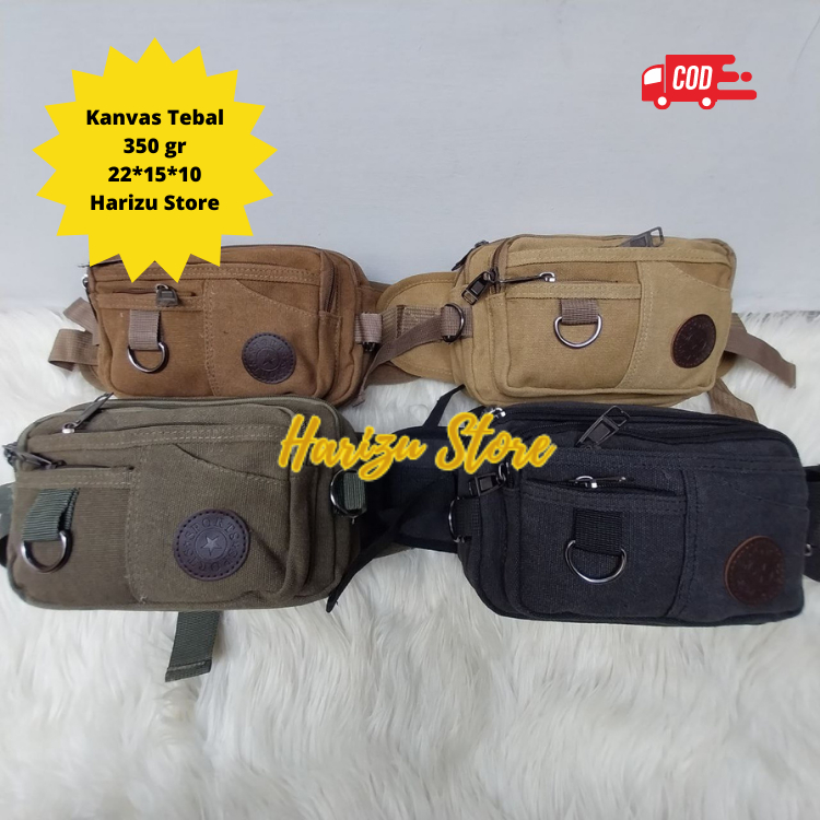Tas Pinggang Tas Sling Tas Slempang hp pria Waistbag Cowok Bahan Kanvas Import Murah