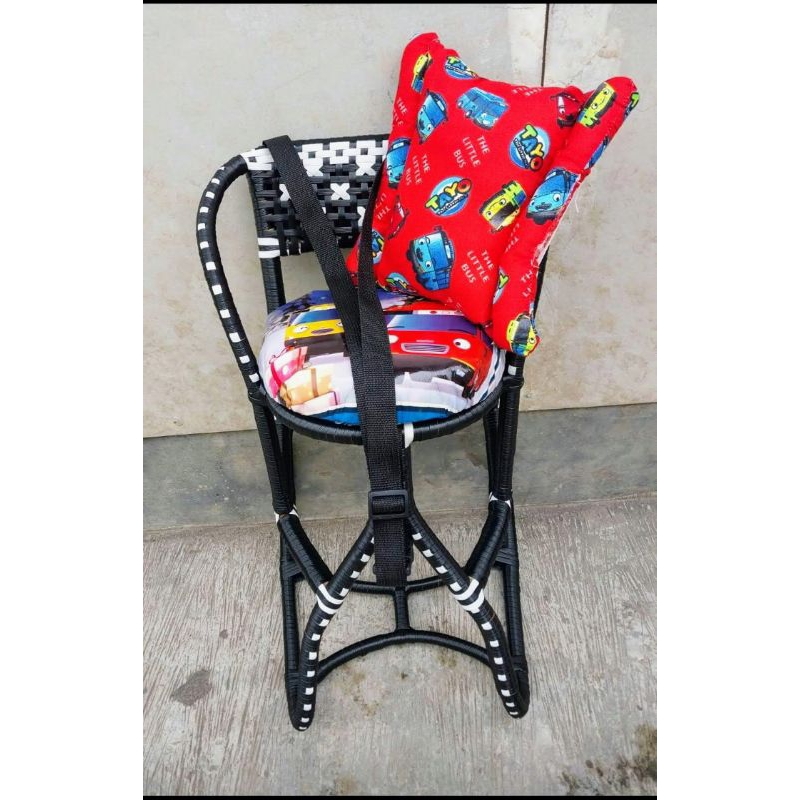 ( MURAH ) kursi boncengan motor matic anak full anyam free sabuk bantal stang / boncengan anak rotan