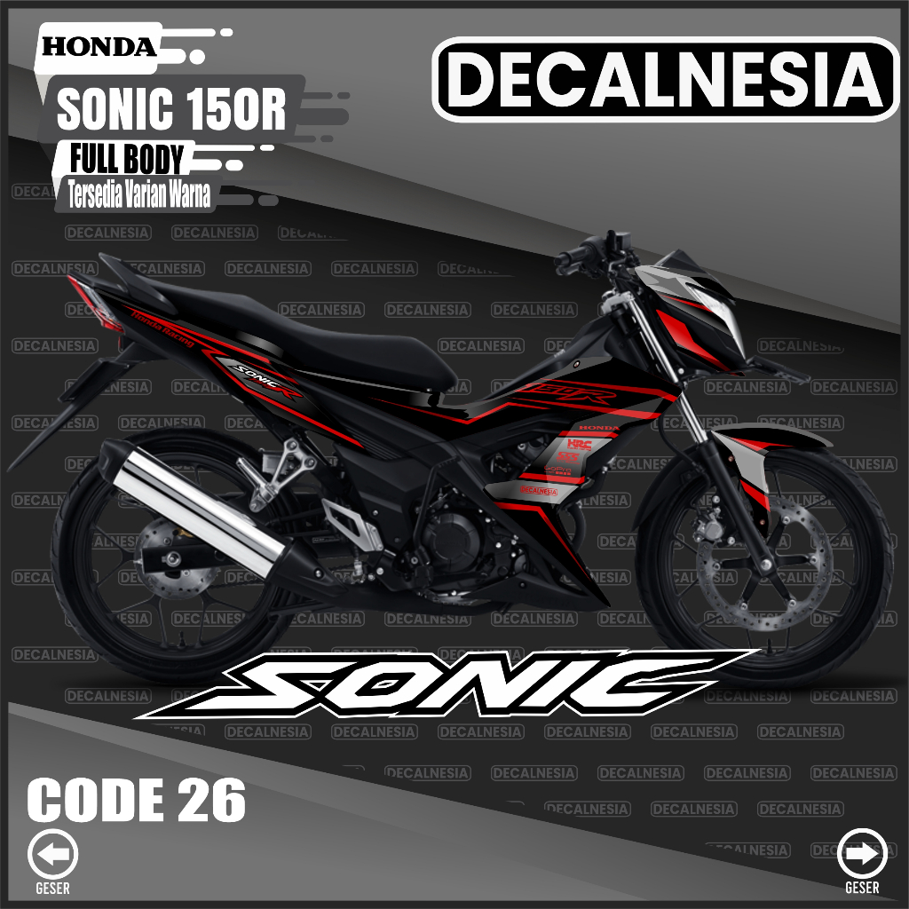 Stiker Decal Sonic 150r Full Body Sticker Motor Honda Variasi Racing Simple Dekal Aksesoris Decalnes