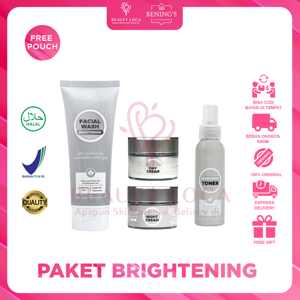 Beauty Loca - Benings Skincare Paket Brightening by Dr. Oky Pratama (Benings Clinic) Paket Pencerah dan Glowing Bening Skincare