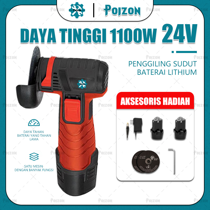 Poizon Mesin Gerinda Cordless Gerinda Baterai Angle Grinder Portable Mesin Gerinda Baterai Mesin Ger