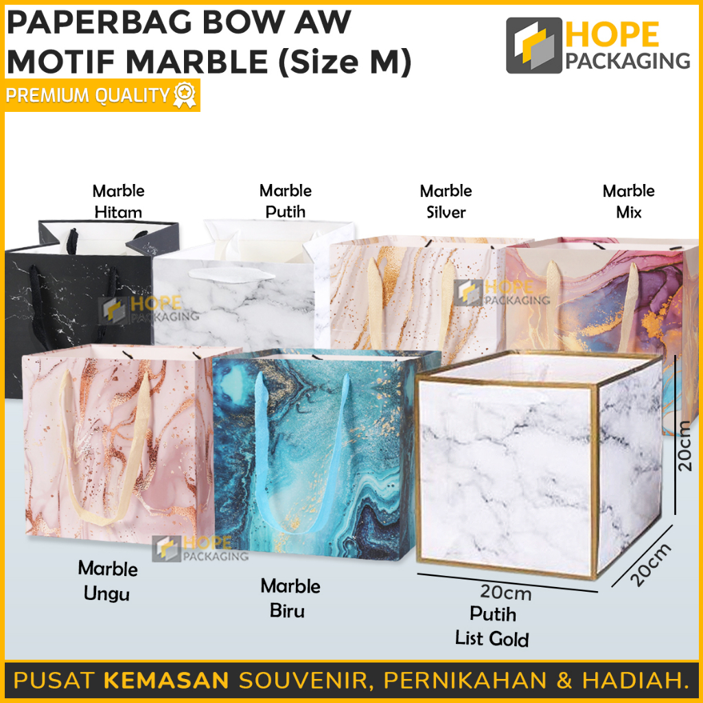 

Paper Bag Box AW Marble / Tas Hampers Kotak / Paperbag Persegi Motif Marble