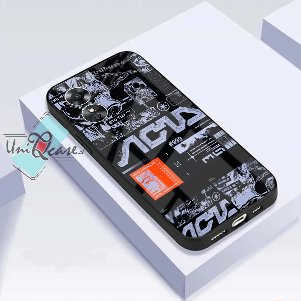 Softcase Kaca Glass Motif (UCK14) OPPO A17  - Kesing   OPPO A17 Terbaru - Kesing HP  OPPO A17 - Case