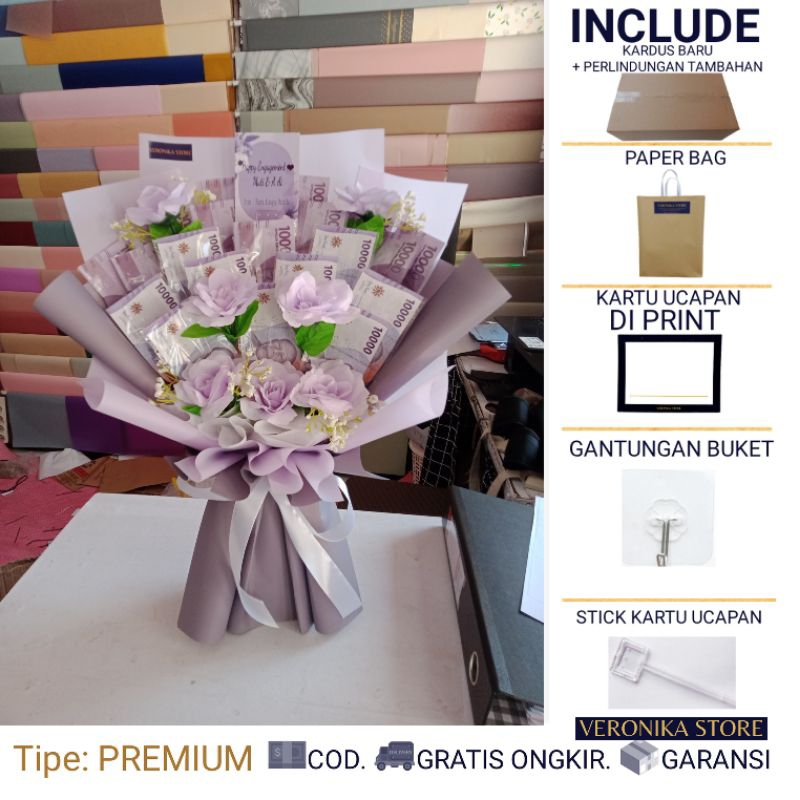 BUKET UANG HALAL NON RIBA – DELLA - BUCKET UANG  - MONEY BOUQUET ULANG TAHUN - BUKET JAJANAN BUKET W