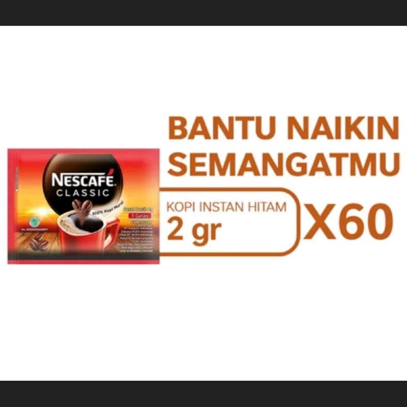 

Nescafe Classic 2 gr / 1 renteng isi 10 sachet