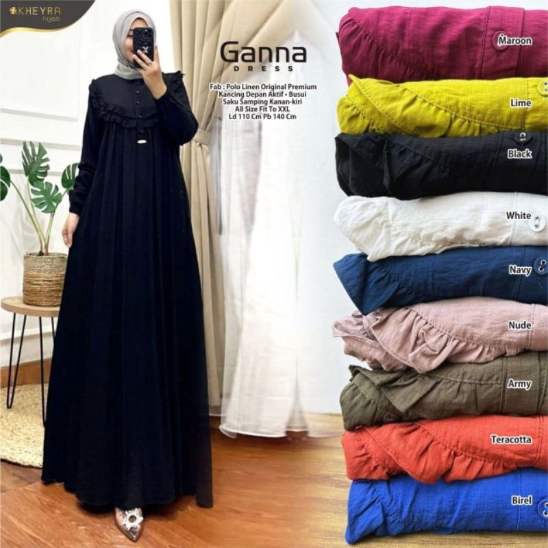GAMIS MAXY GANNA DRESS BY KHEYRA LD 110 BAHAN LINEN PREMIUM
