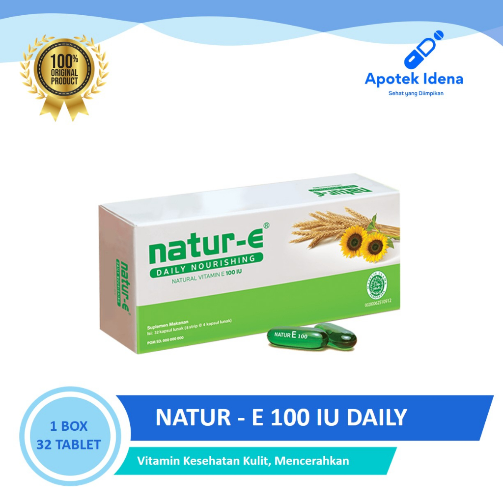 Natur E 100 iu Daily Nouirishing isi 32 kapsul - vitamin kulit - natur e hijau