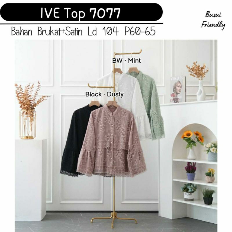 Naomi Brocade Top / Vinka Top  / Tunik Brukat / Atasan Lengan Panjang Wanita / Blouse Brukat Warna P