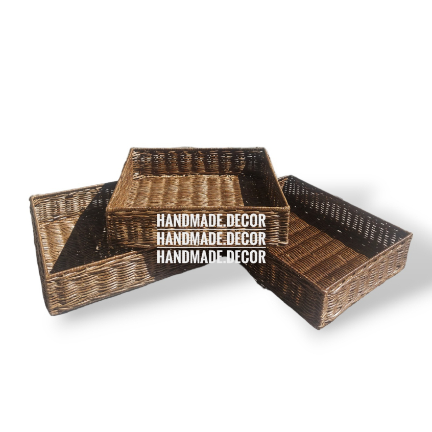 Tray rotan rangka besi/nampan hantaran/kotak lamaran seserahan/hampers/box/penyimpanan/keranjang rot