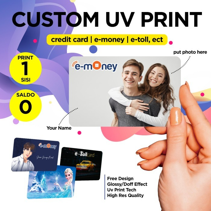 Mandiri Etoll E-toll Emoney E-money custom foto 1 sisi / BRI BRIZZI / Etoll BRI / E-toll Brizzi