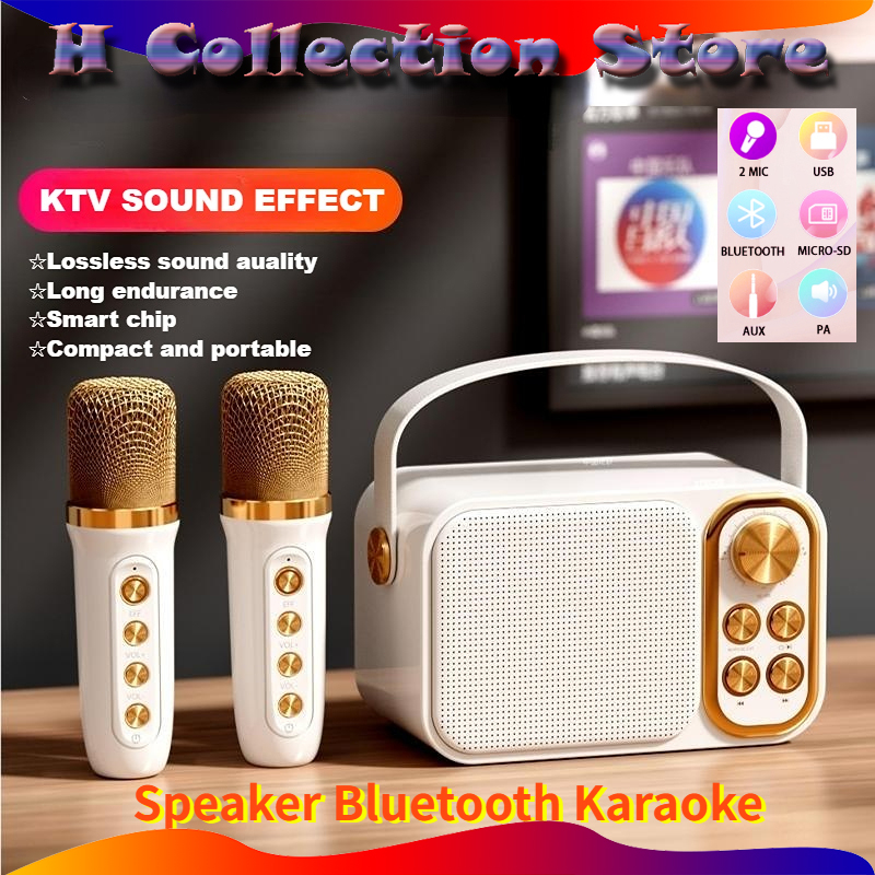 Speaker Bluetooth 2Mic 1 Set Karaoke Speaker KTV Cute Wireless Lucu Portabel Luar Ruangan Speaker Nirkabel Portable Mini Outdoor Speaker