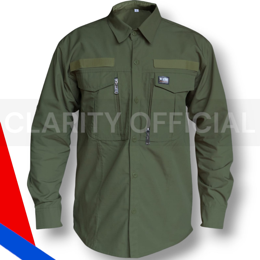 Kemeja Tactical W-Tac Lengan Panjang Baju Hem Kemeja Lapangan Wtac Taktikal Bahan Ripstop